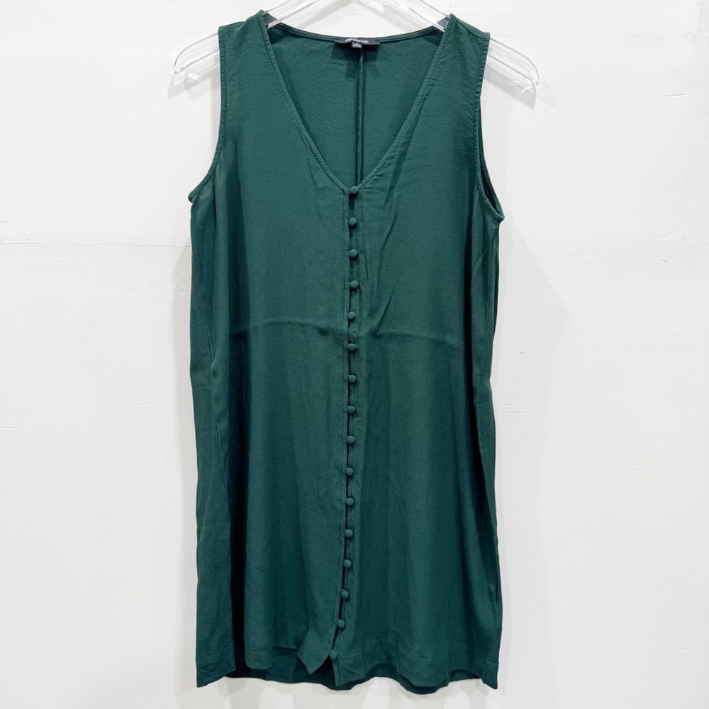 Madewell Heather Button Front Dress Green Medium